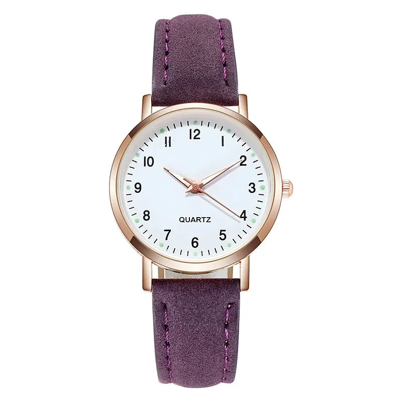 Women's Elegant Leather Bracelet Quartz Watch