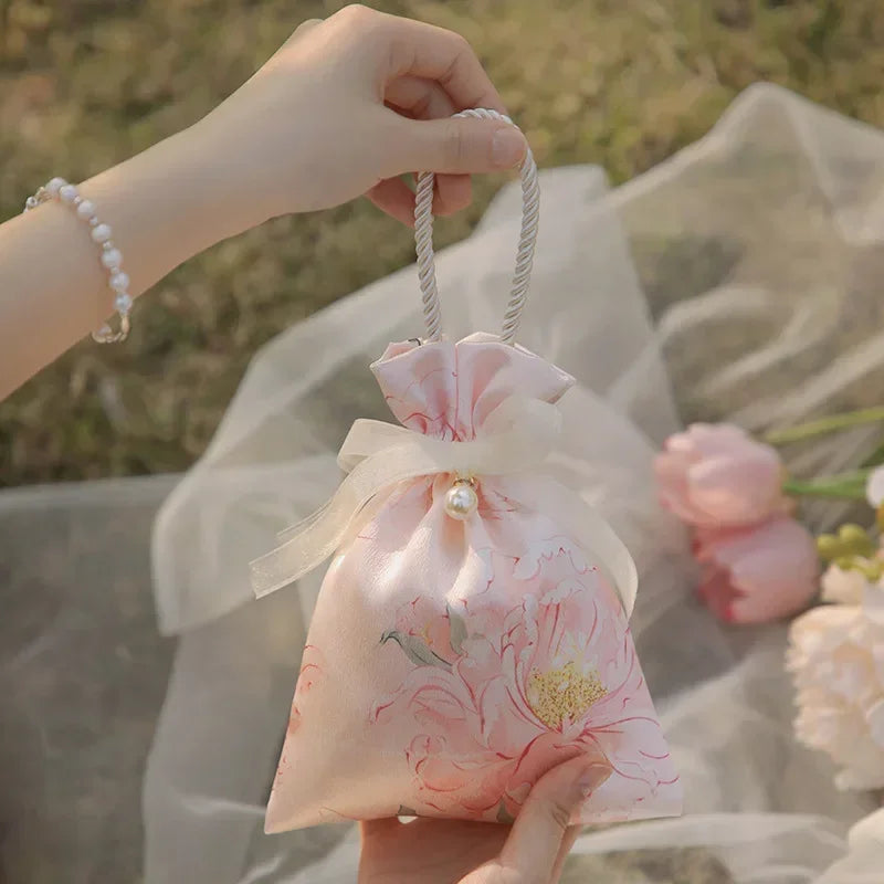 Bow Drawstring Gift Pouch Wedding Party