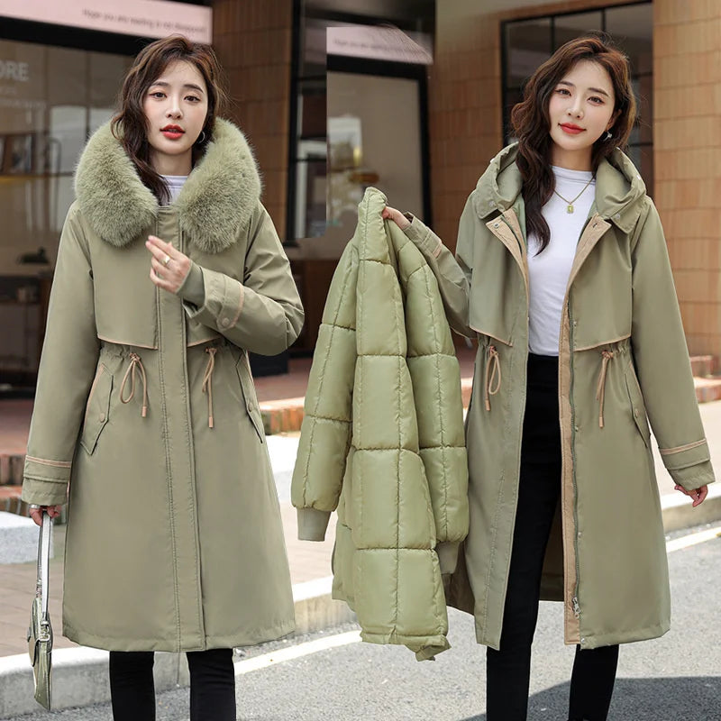Fur Lining Hooded Women Parka