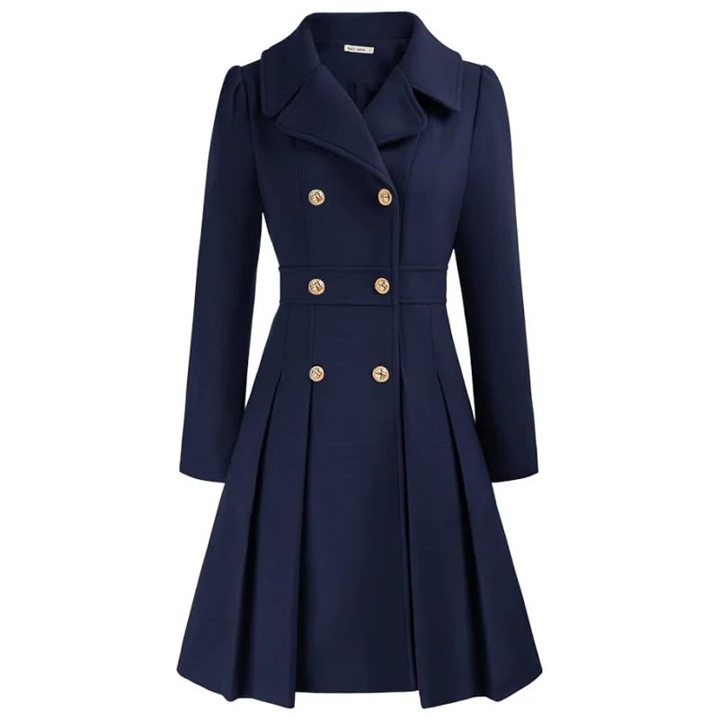 Woolen Double-Breasted Women Coat