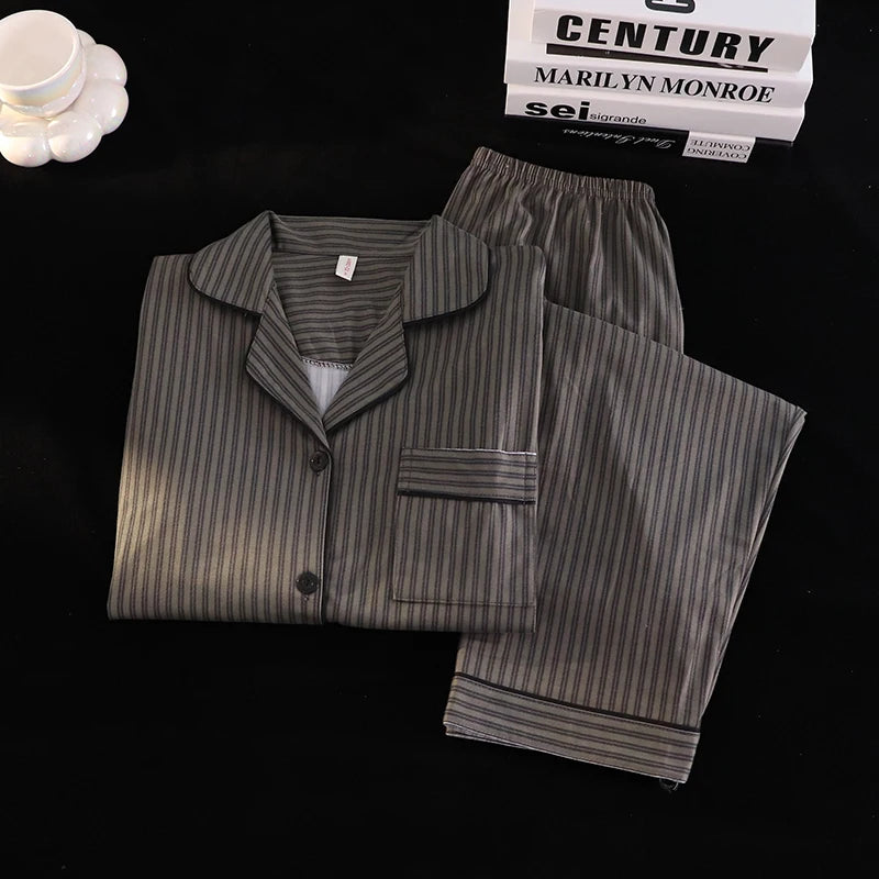 Striped Cotton Couple Pajamas