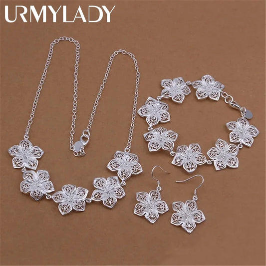 Women's S925 Silver Flower Jewelry Set