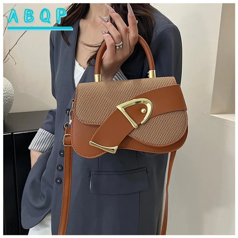 Women's Minimalist Shoulder Bag with Gold Hardware