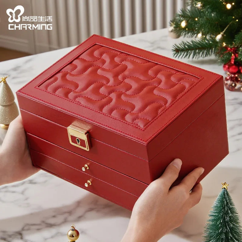 Festive Red Jewelry Storage Box