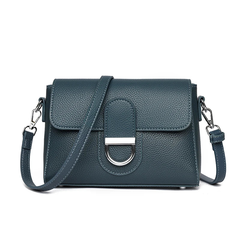 Women's Cowhide Leather Small Flap Crossbody Bag