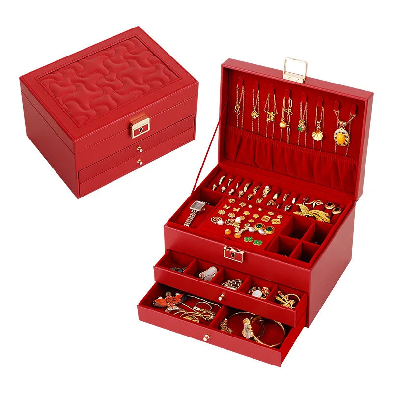 Festive Red Jewelry Storage Box
