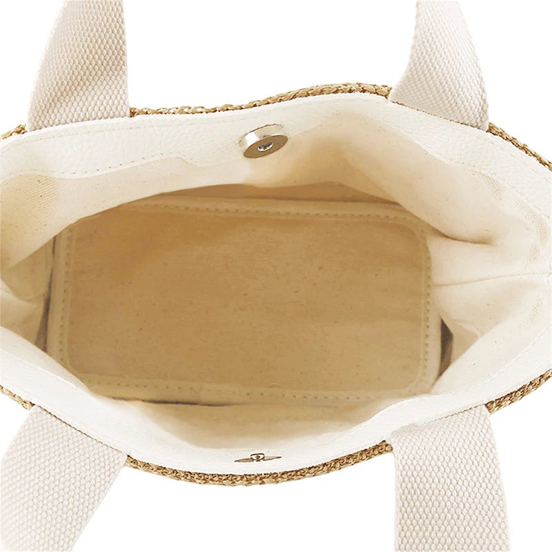 Bohemian Woven Rattan Bucket Bag