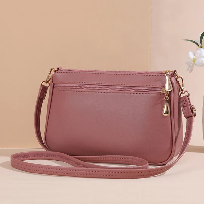 Embroidery Zipper Crossbody Bag