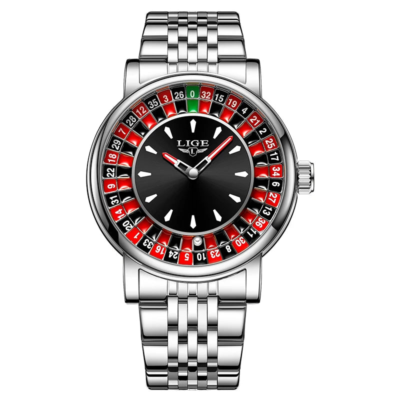LIGE Men's Roulette Luminous Quartz Watch