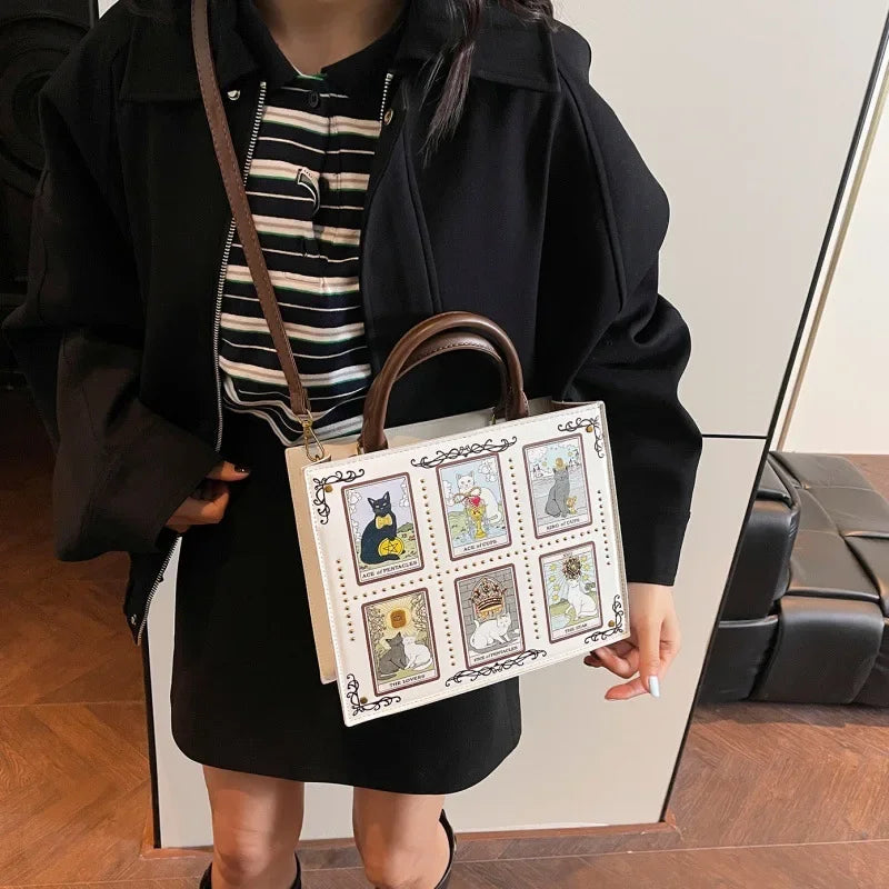 Cat Pattern Crossbody Tote