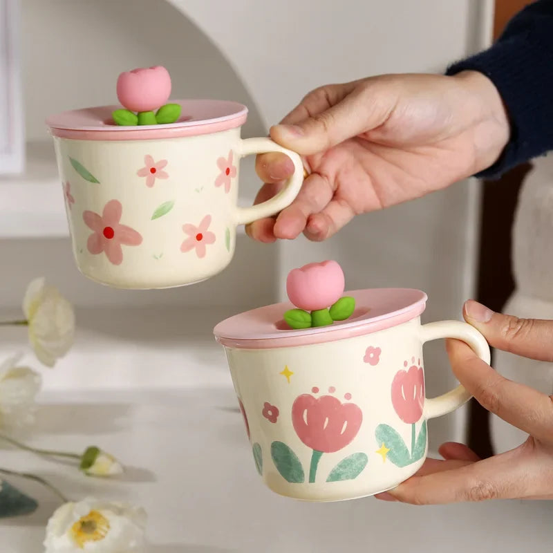 Ceramic Tulip Coffee Mug Gift Women