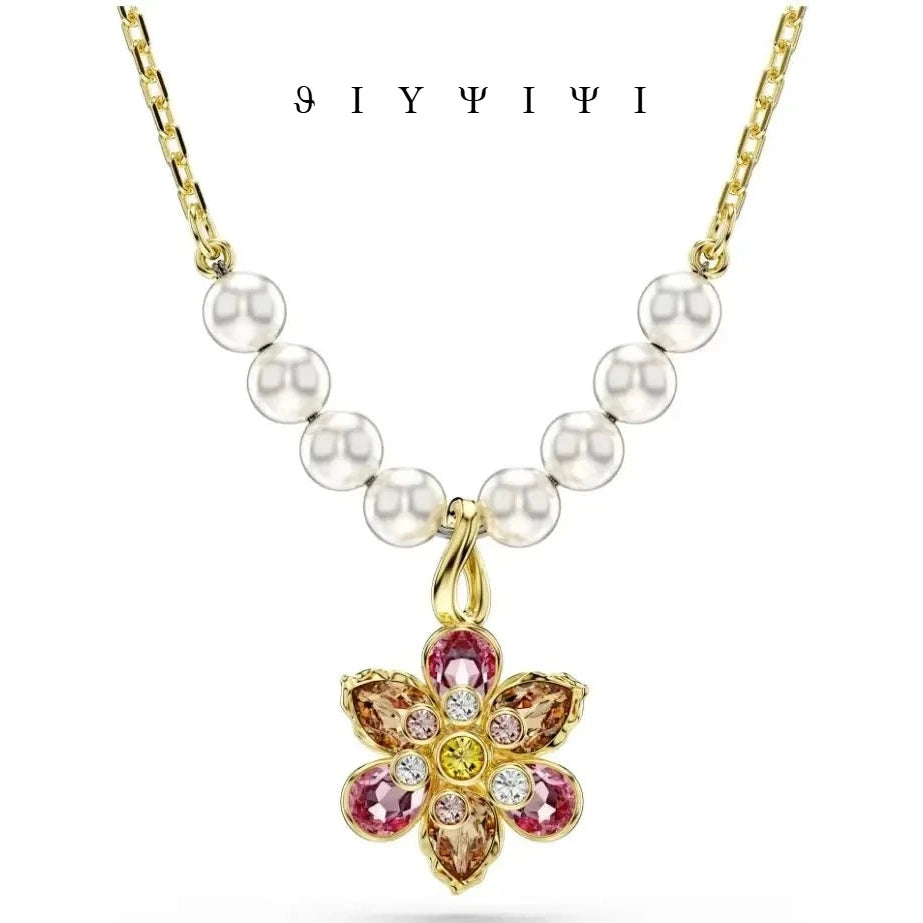 Gold Flower Pearl Jewelry Set