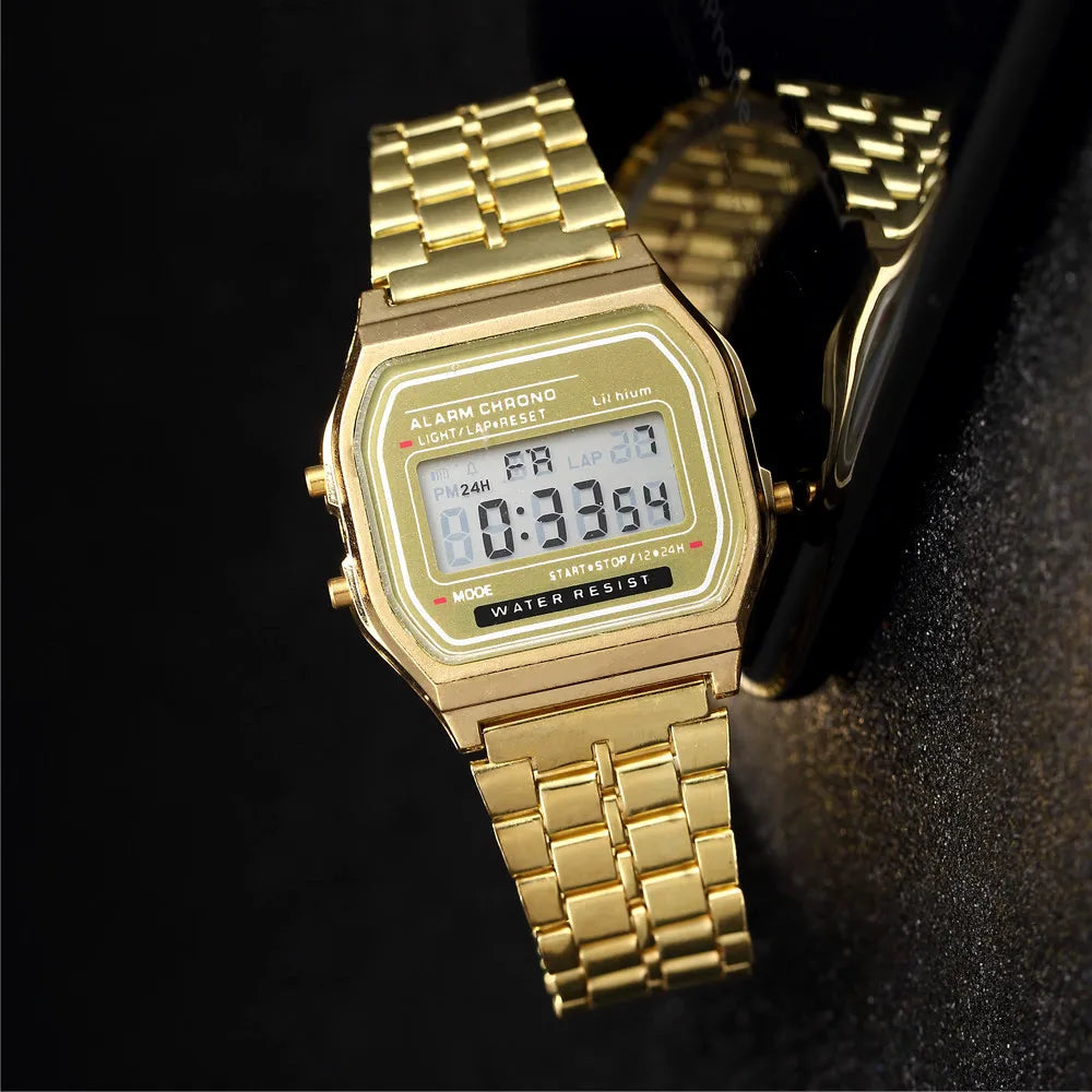 Men's Gold LED Digital Watch