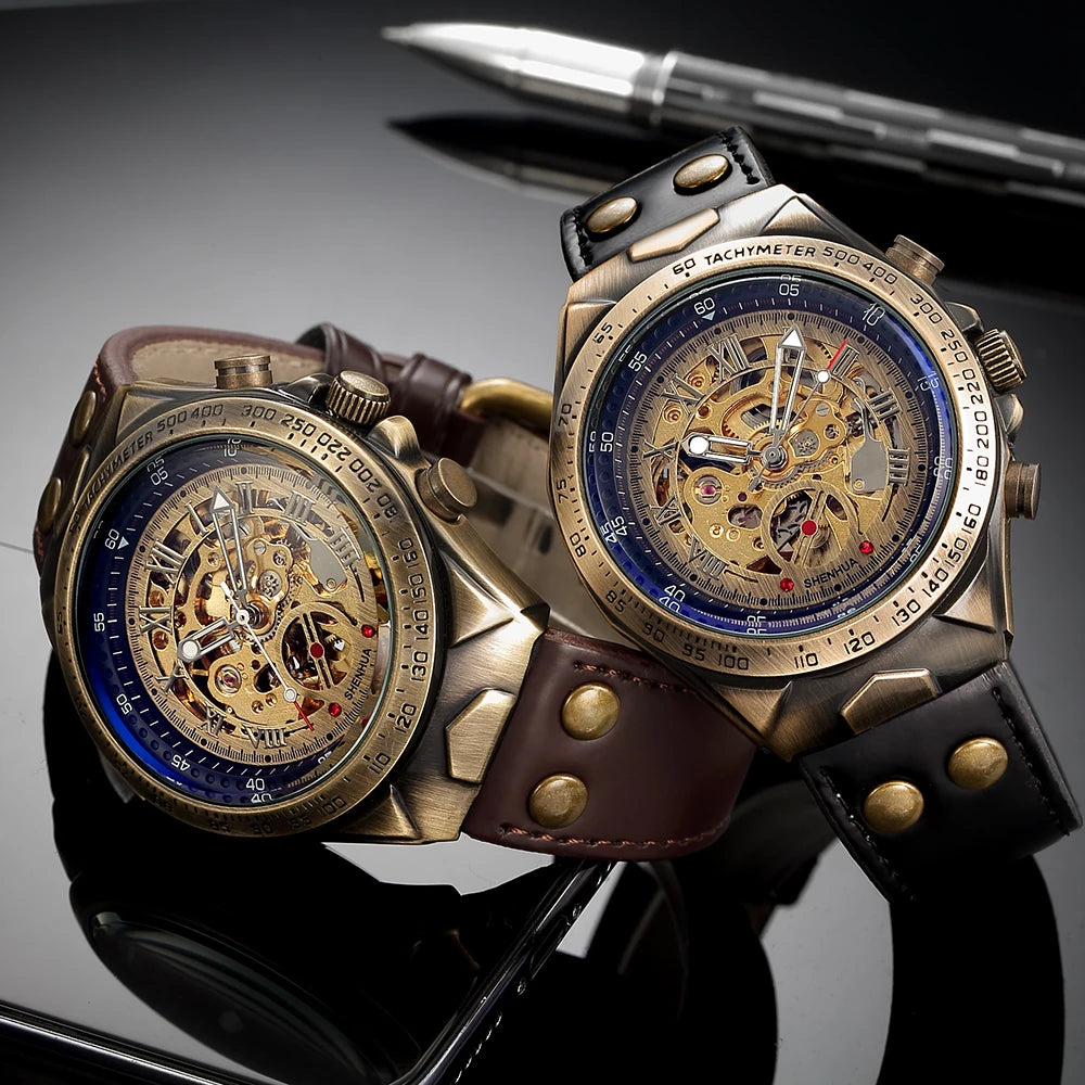 Men's Retro Leather Mechanical Watch
