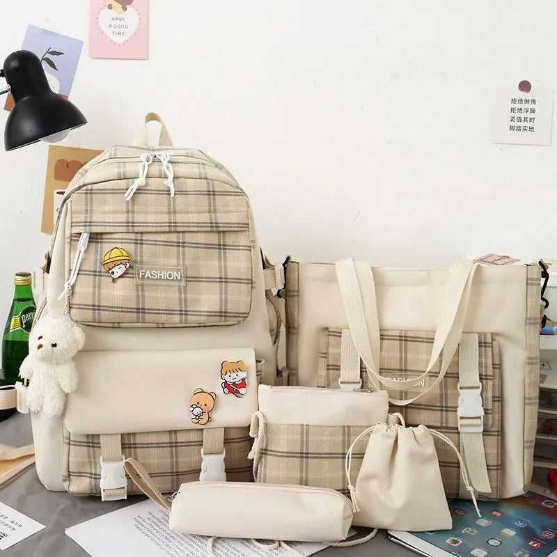 Plaid Student Backpack Set