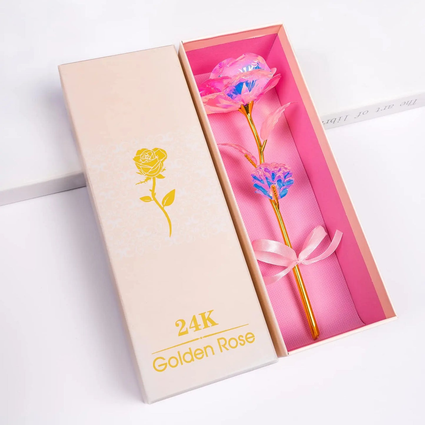 Pink Glitter Rose Crystal Base Gift Box