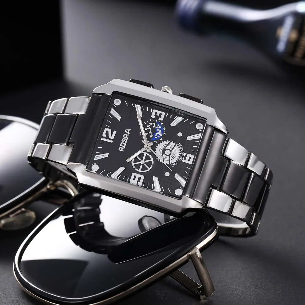 Rectangle Dial Men's Quartz Watch