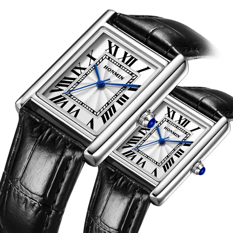 Couple Leather Quartz Watch Set