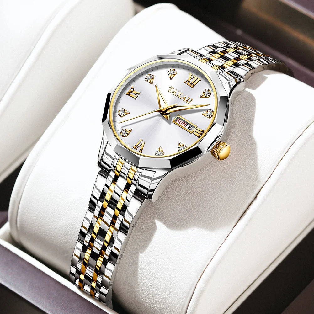 OLEVS Women's Gold Quartz Watch Steel