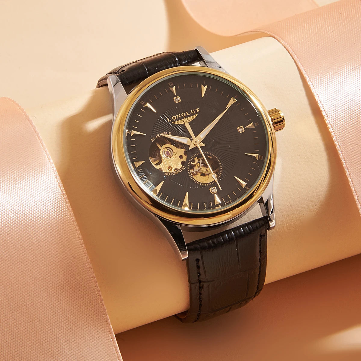 Skeleton Mechanical Leather Men's Watch