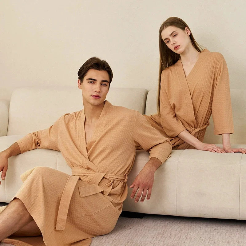 Waffle Pattern Couple Robe