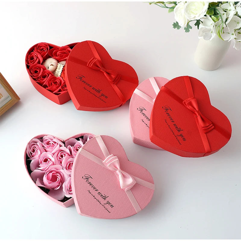 Artificial Rose Gift Box Bear Valentine