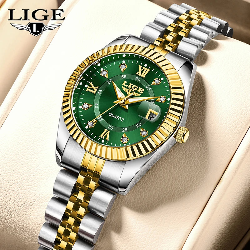 LIGE Waterproof Calendar Ladies Watch