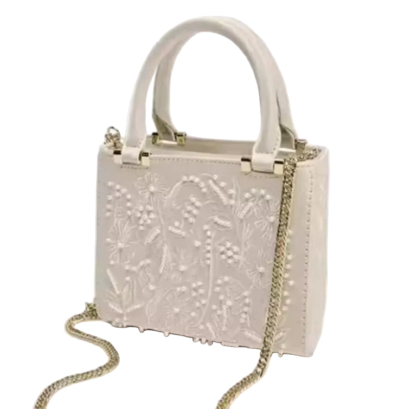 Floral Embroidery Square Tote