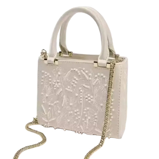Floral Embroidery Square Tote