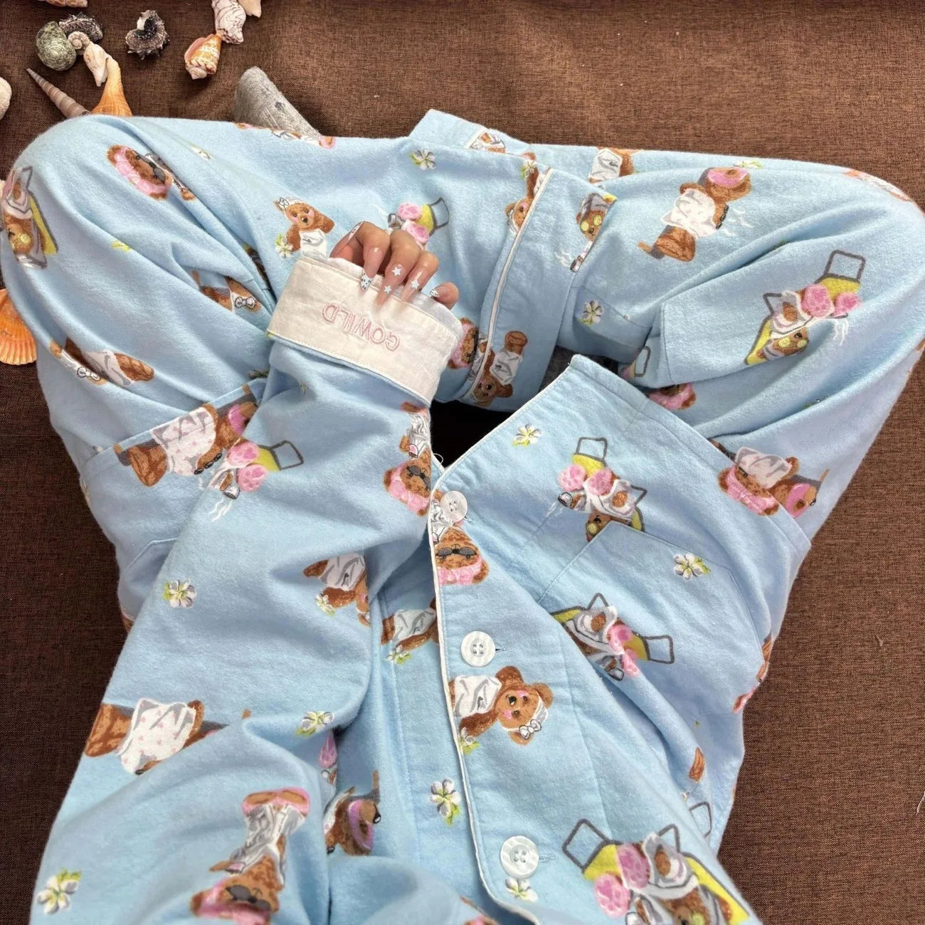 Fleece Cartoon Women Pajama Set
