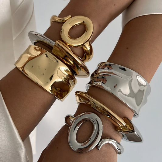 Chunky Metal Cuff Bangle Women