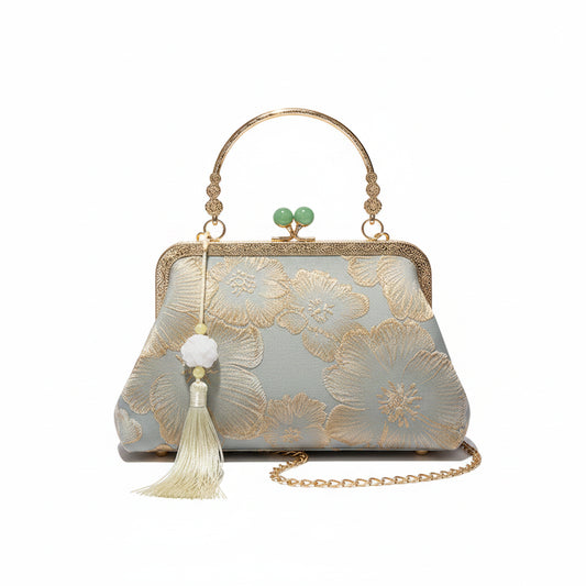 Embroidered Silk Shoulder Bag