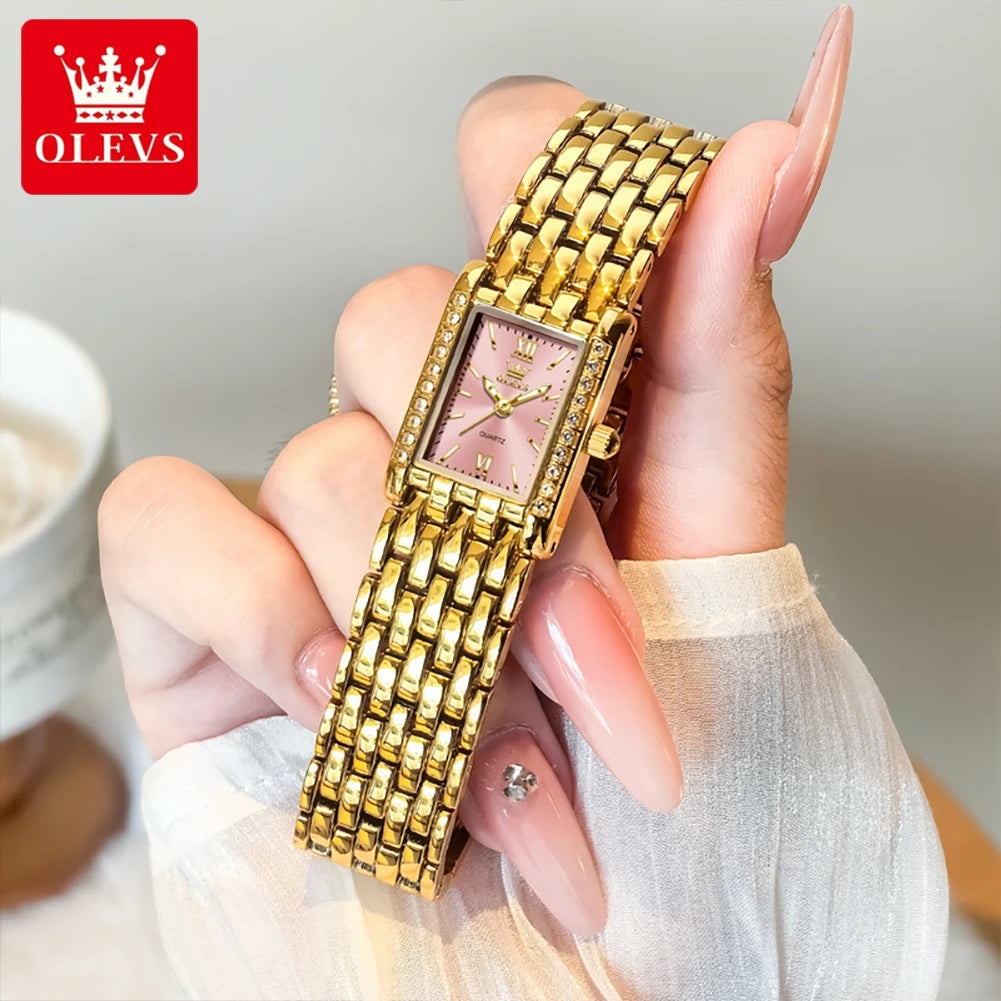 OLEVS Gold Square Quartz Watch