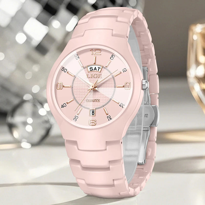 LIGE Ceramic Date Ladies Watch