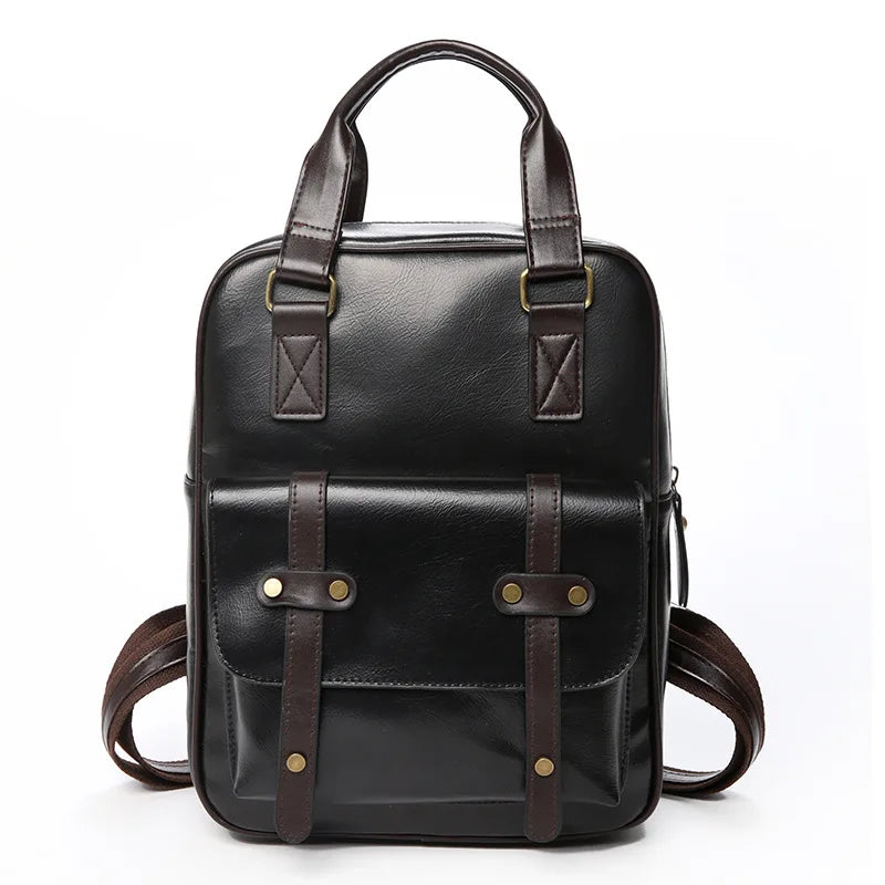 Leather Youth School Backpack
