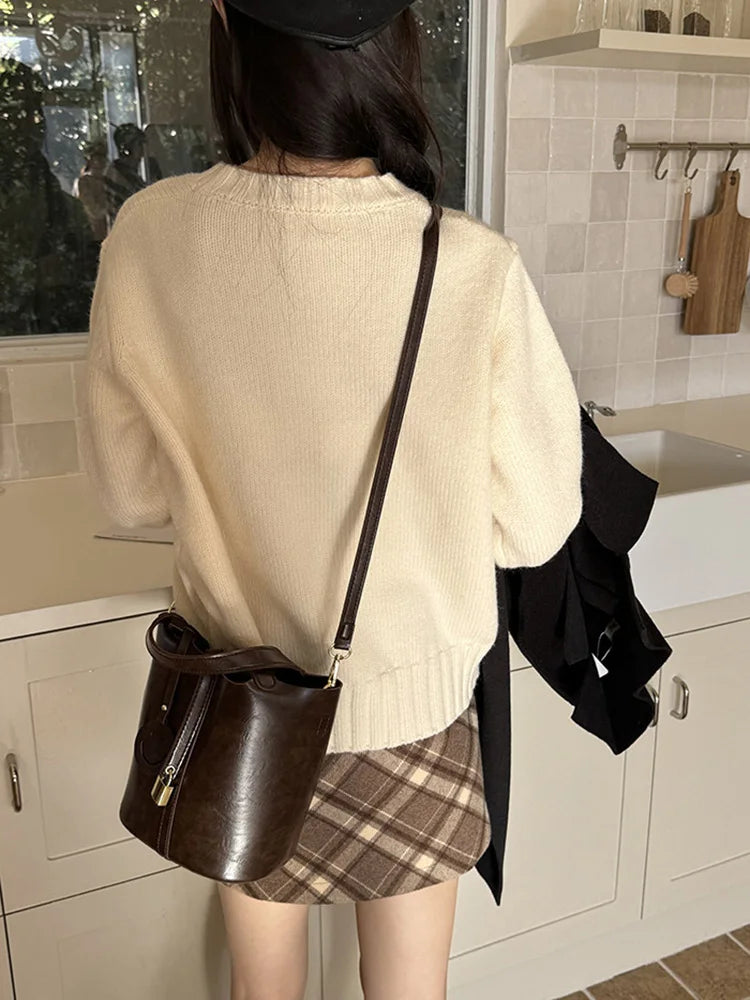 Luxury Leather Bucket Bag