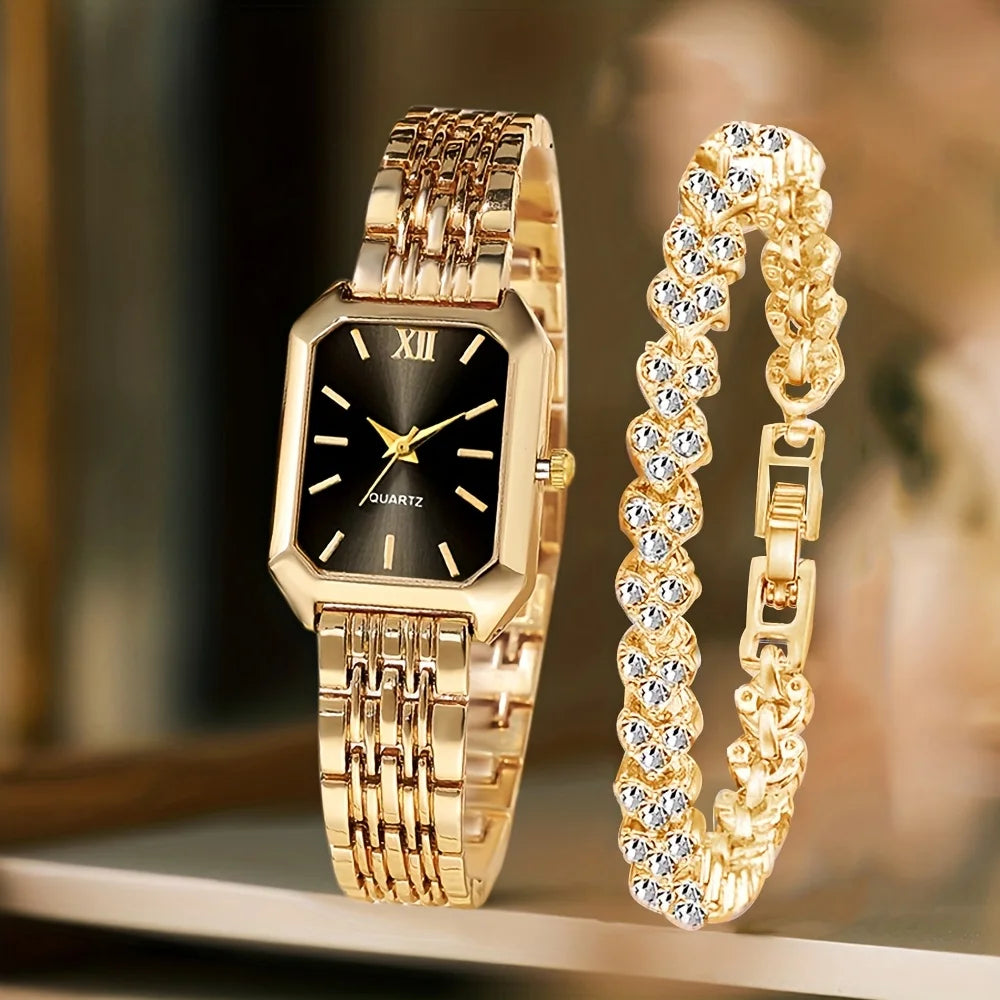 Women's Heart Chain Quartz Watch Set