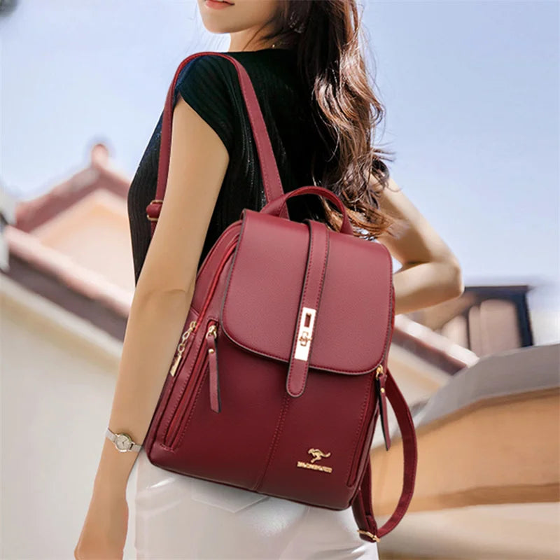 Vintage Leather Women Backpack