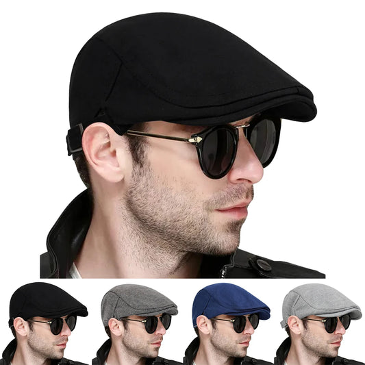 Men Solid Flat Newsboy Cap