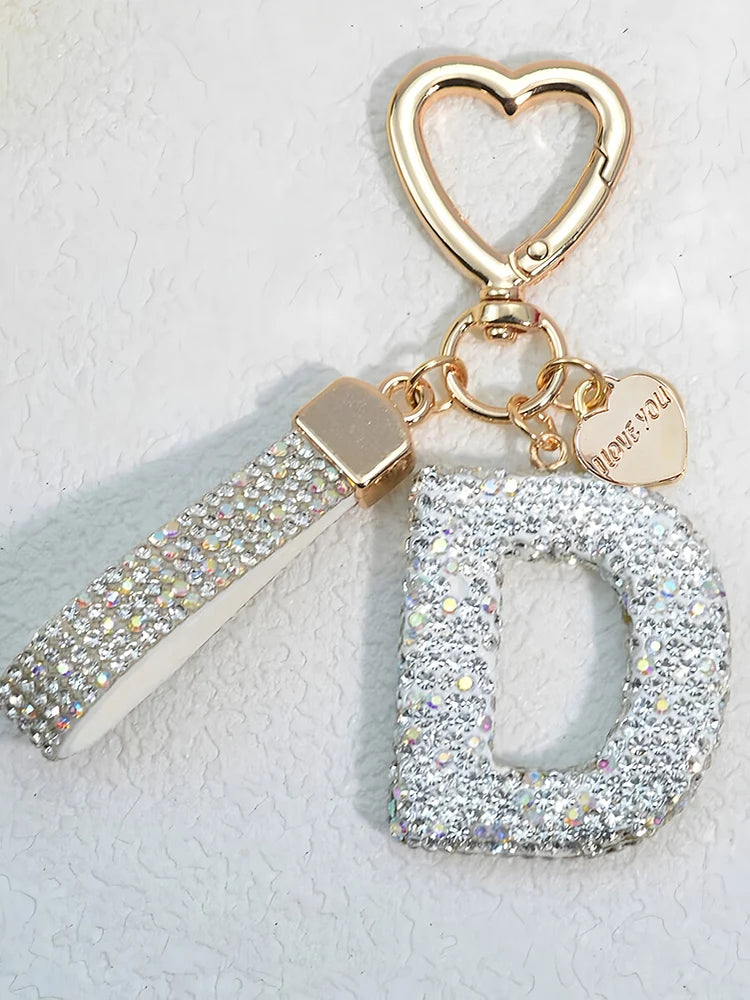 Crystal Initial Letter Keychain