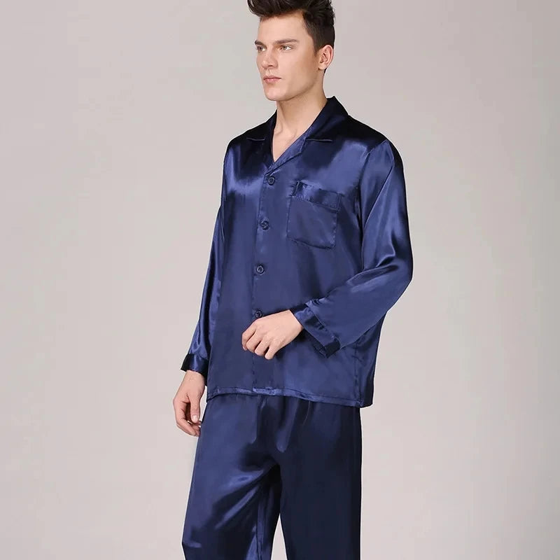 Men's Ice Silk Satin Pajama Set