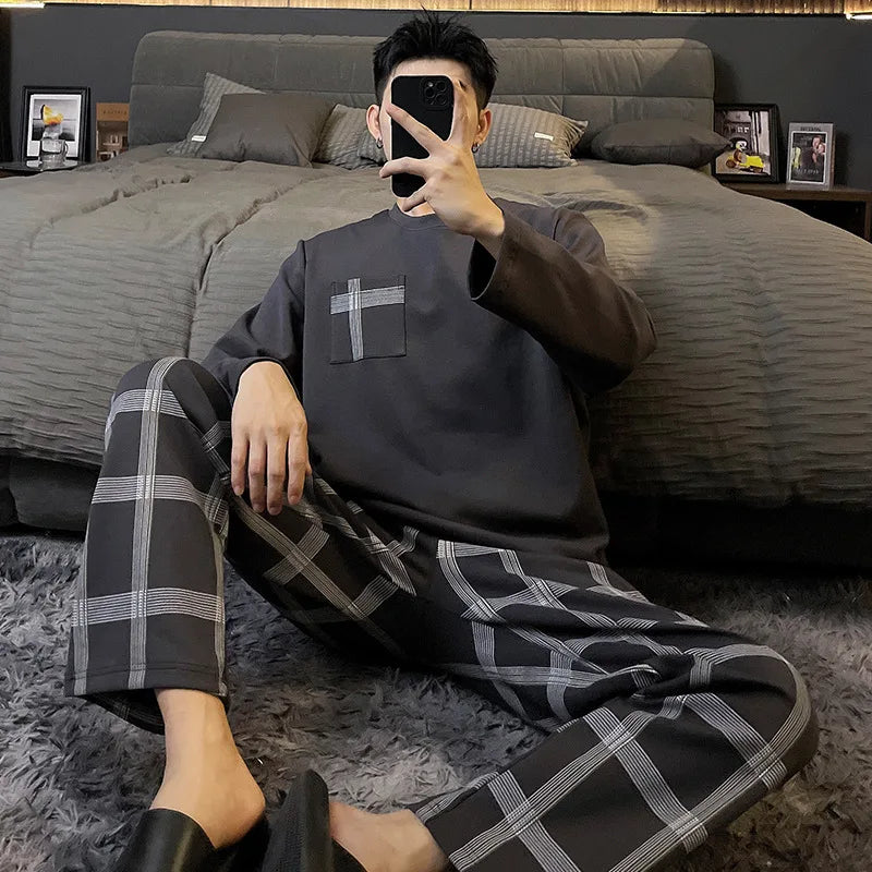 Cotton O-Neck Men Pajama Set