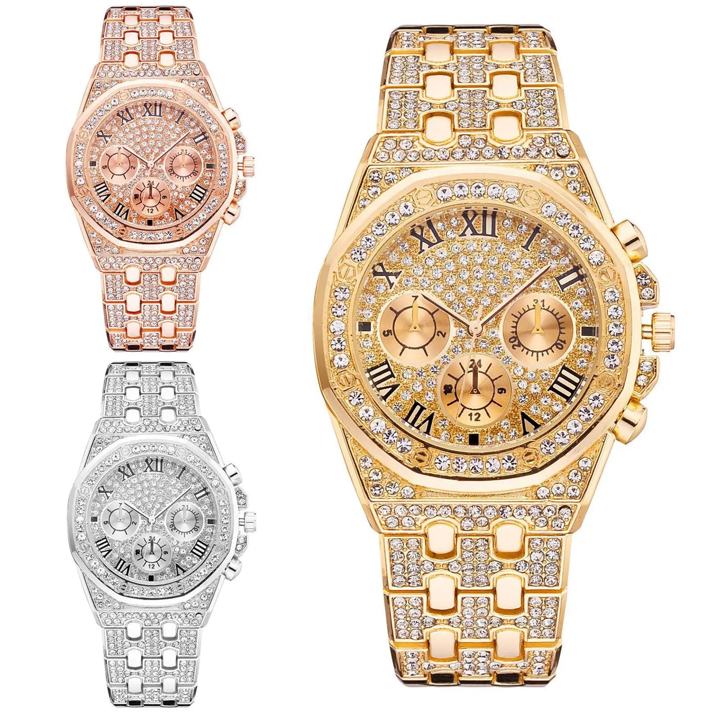Crystal Gold Men Watch