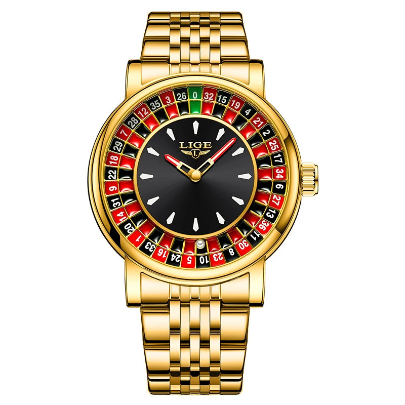 LIGE Men's Roulette Luminous Quartz Watch