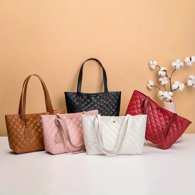 Embroidered Faux Leather Tote Bag