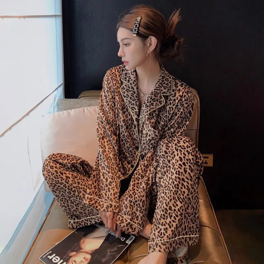 Women's Leopard Print Pajama Set