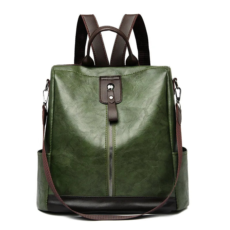 Leather Backpack Multi Pocket