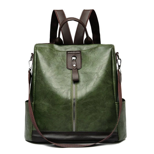 Leather Backpack Multi Pocket
