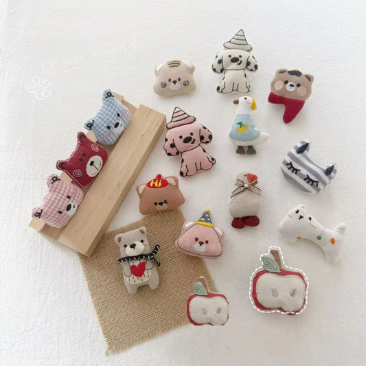 Bear Cat Fabric Brooch Handcrafted Pin