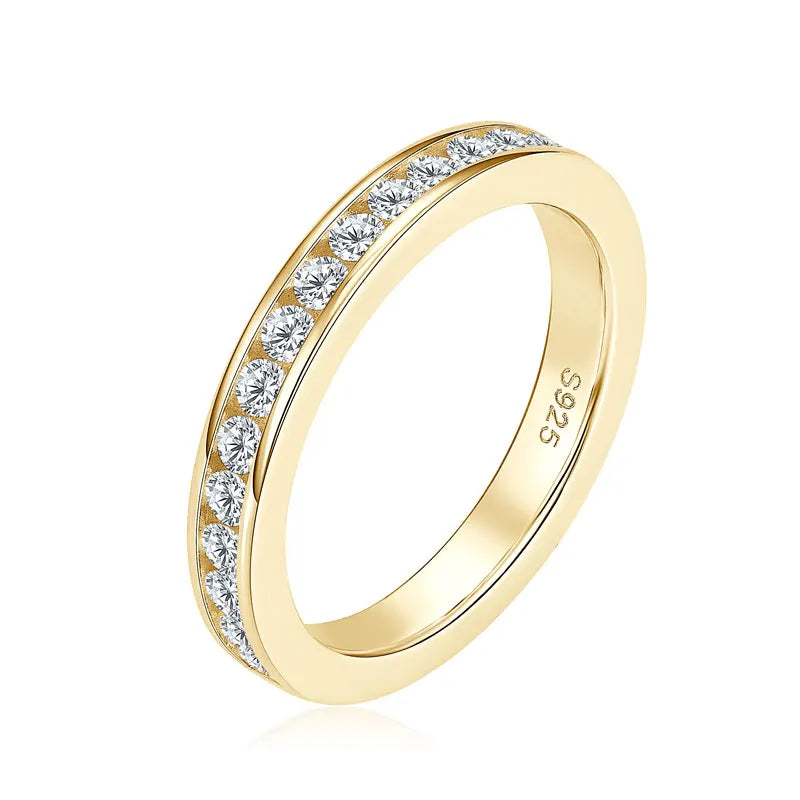 Moissanite Silver Wedding Band Ring